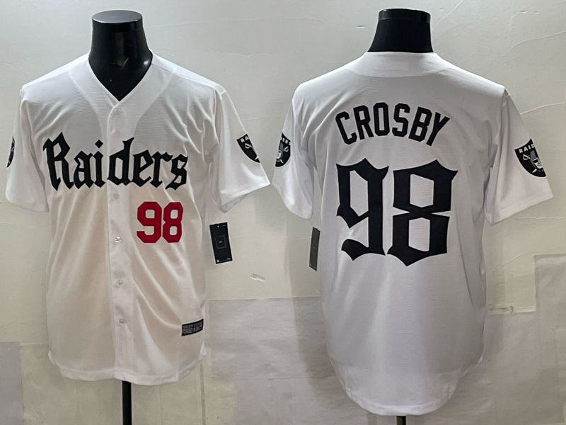 Men 2025 Oakland Raiders #98 Crosby white 6th generation Joint Name Nike Limited NFL Jersey style 02->oakland raiders->NFL Jersey